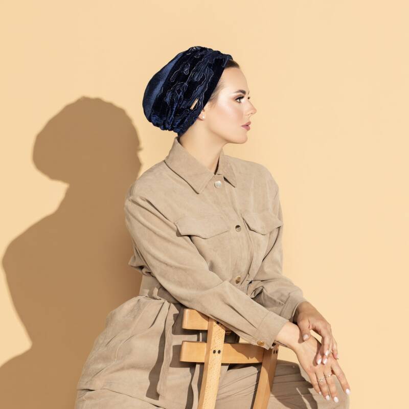 Velvet Navy Turban