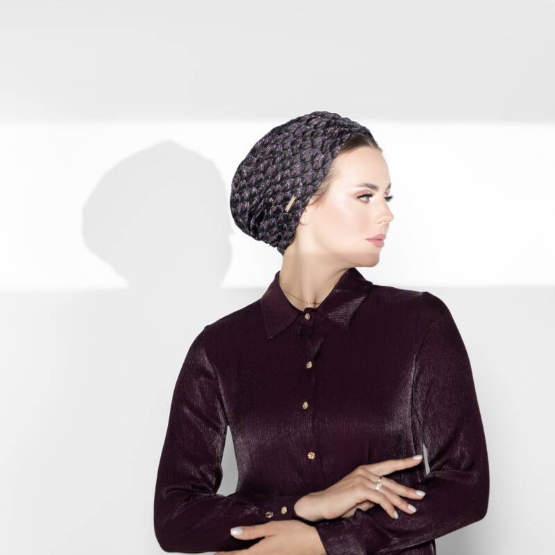 Lace Dark Green & Burgundy Turban