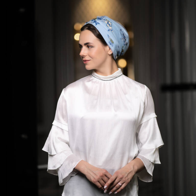 Glam Blue + Sequins Roses Turban