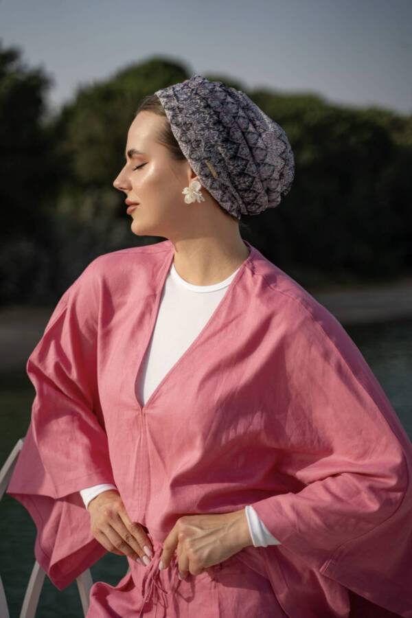 Lace Shades of Grey & Pink Turban