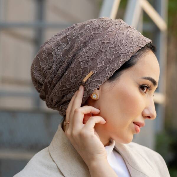 Lace Dark Brown Turban