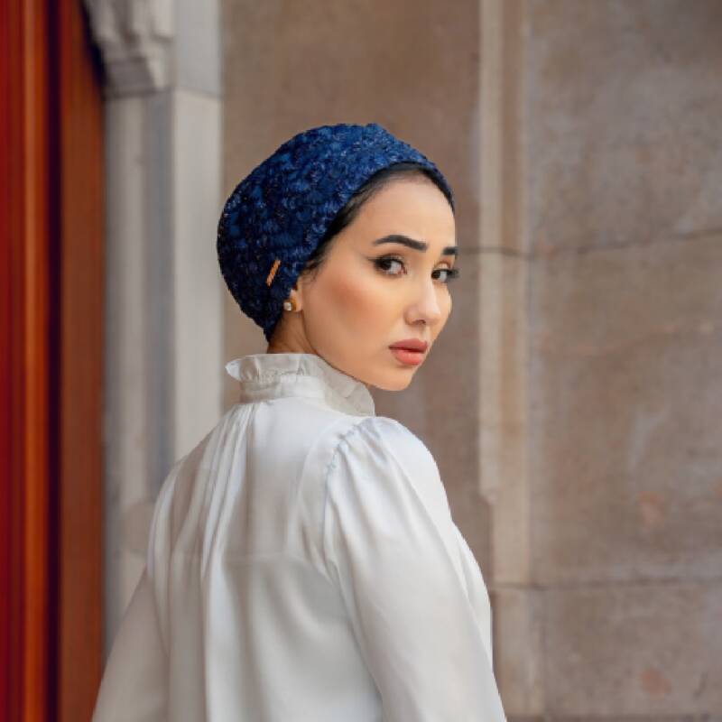 Lace Navy Turban