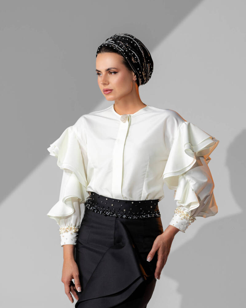 Glam Black & Pearl Turban