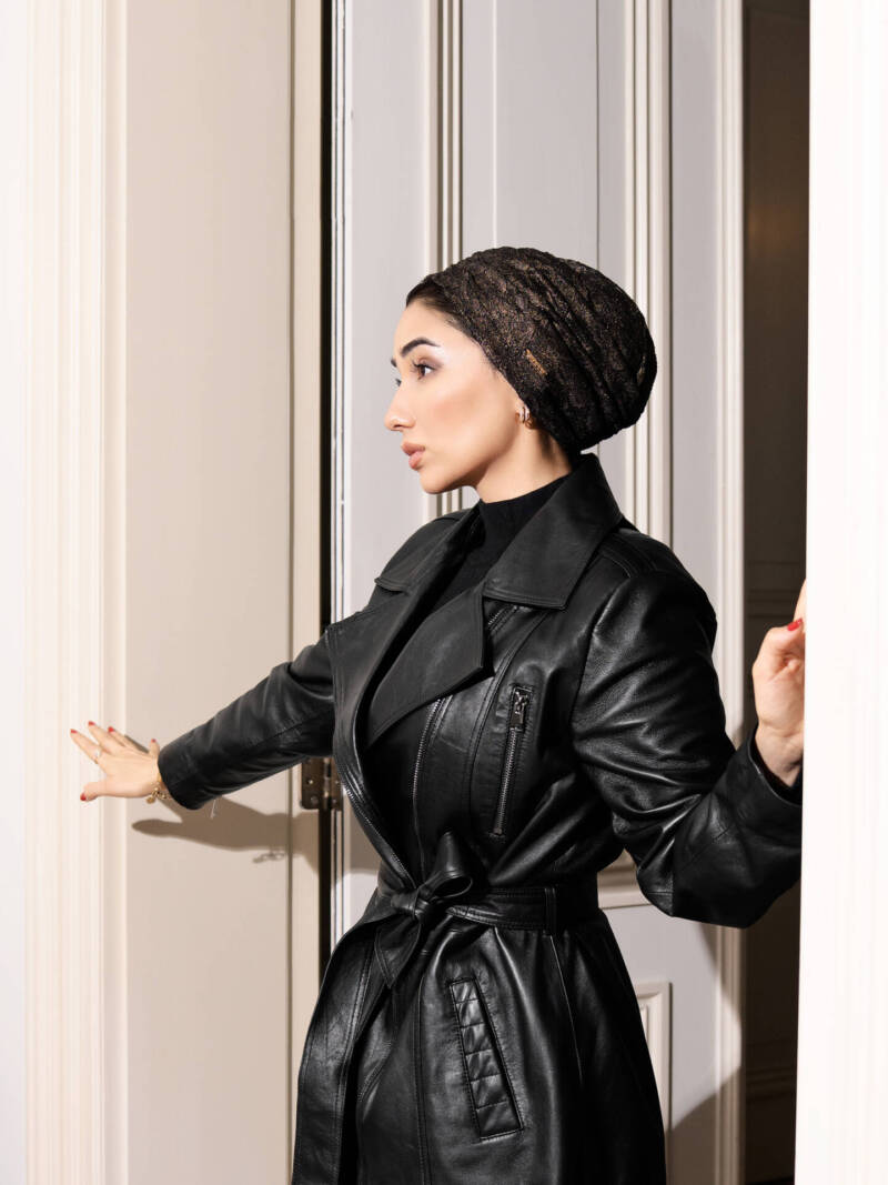 Lace Black & Dark Gold Turban