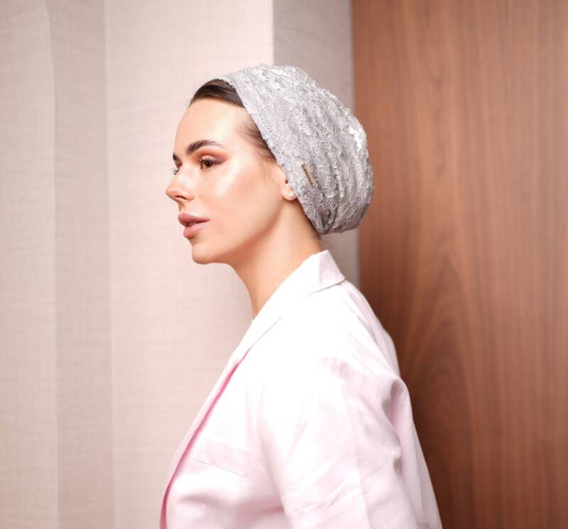 Lace Silver Turban